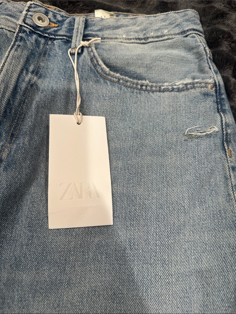 ZARA TRF Ripped Mid Rise Denim Jorts - Picture 10 of 10